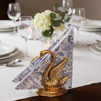 Golden Metal Swan Tissue Paper Holder Decorative Napkin Stand for Dining Table & Kitchen