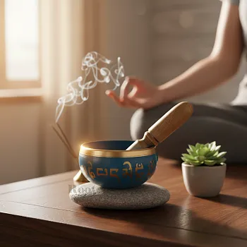 Handcrafted Blue Singing Bowl | Meditation, Yoga, Reiki & Chakra Healing Brass Sound Bowl