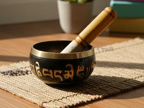 Handcrafted Black Tibetan Singing Bowl | Brass Sound Bowl for Meditation, Yoga, Reiki & Chakra Healing
