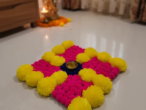 Traditional Swastik Rangoli Design Floor Decoration for Home Entrance