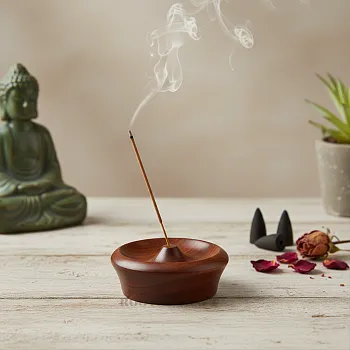 Handcrafted Wooden Agarbatti Holder – Ash Catcher Stand for Pooja Room & Meditation Space
