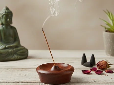 Handcrafted Wooden Agarbatti Holder – Ash Catcher Stand for Pooja Room & Meditation Space