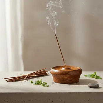 Natural Wood Incense Stick Holder – Compact Pooja Accessories