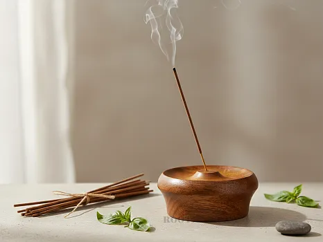 Natural Wood Incense Stick Holder – Compact Pooja Accessories