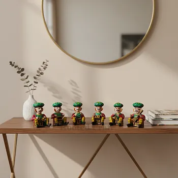 Hand Painted Wooden Bawla Musician Set – 6 Pieces
