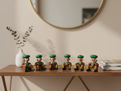 Hand Painted Wooden Bawla Musician Set – 6 Pieces